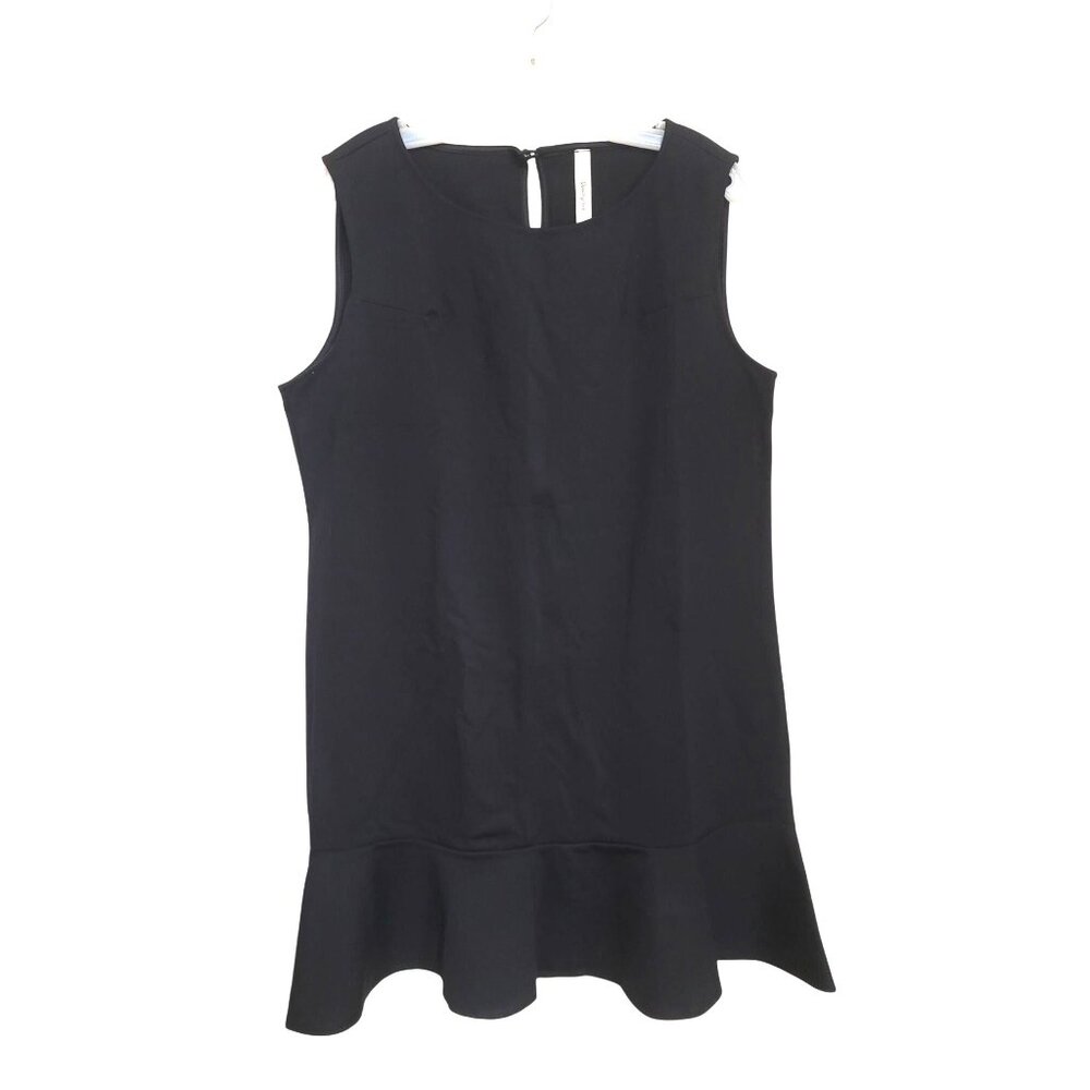 Black Sleeveless Flounce Hem Shift Dress Destiny 101 Plus 3 Nylon/Rayon/Spandex
